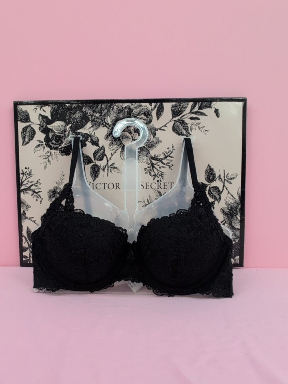 Victoria's Secret PINK Lightly Lined Balconette Bra 32C Black NWT